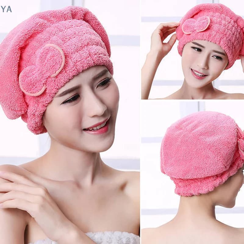 Microfiber towel for quick drying of hair, with bow, for bathroom, spa, shower, bathroom accessory for woman.