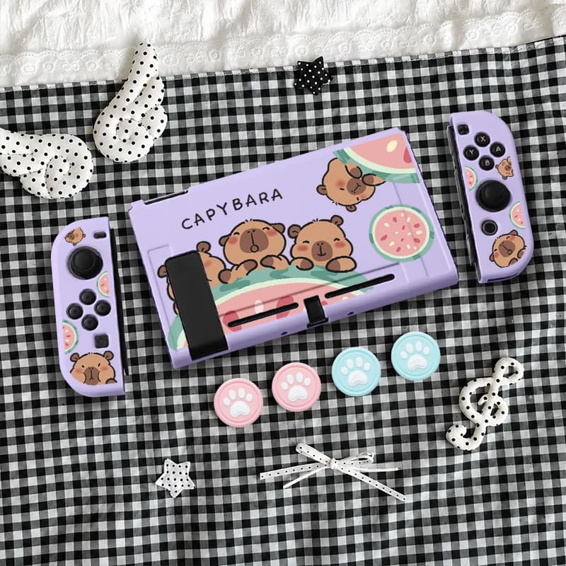 For Switch Switch OLED Protective Case, TPU Soft Case, Full Protection, Detachable, Gift 4 Thumb Grips, Anti-Slip Shockproof