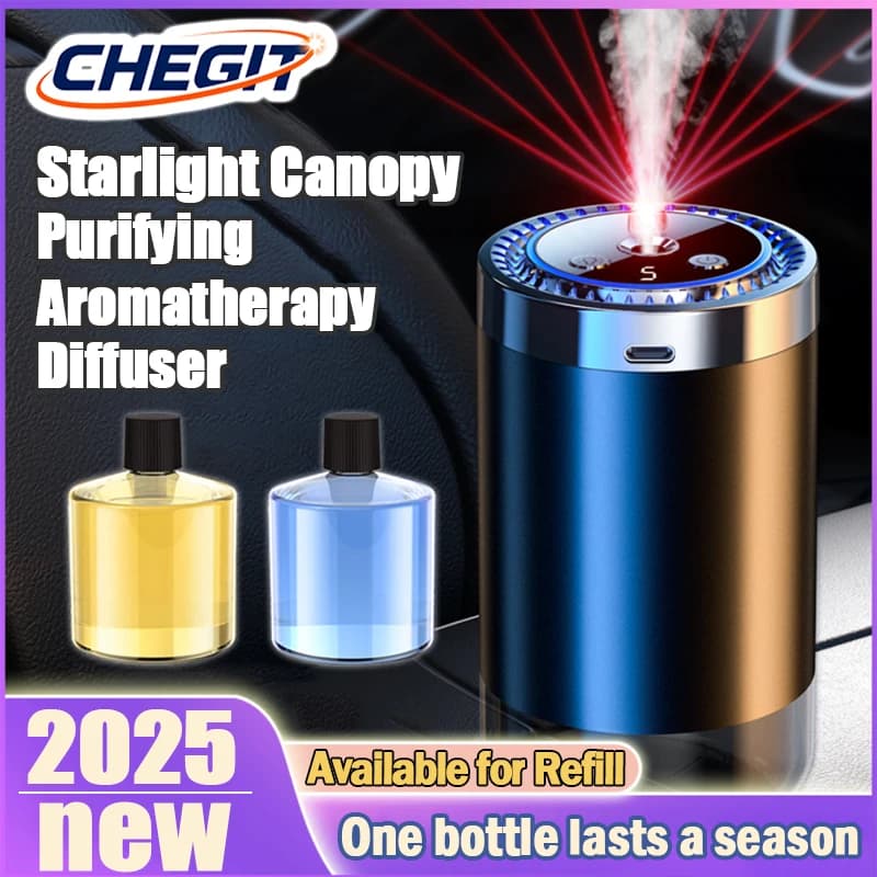 New aroma diffuser Deodorant for smart car 5 modes Rechargeable humidifier with digital display Car accessories with star light