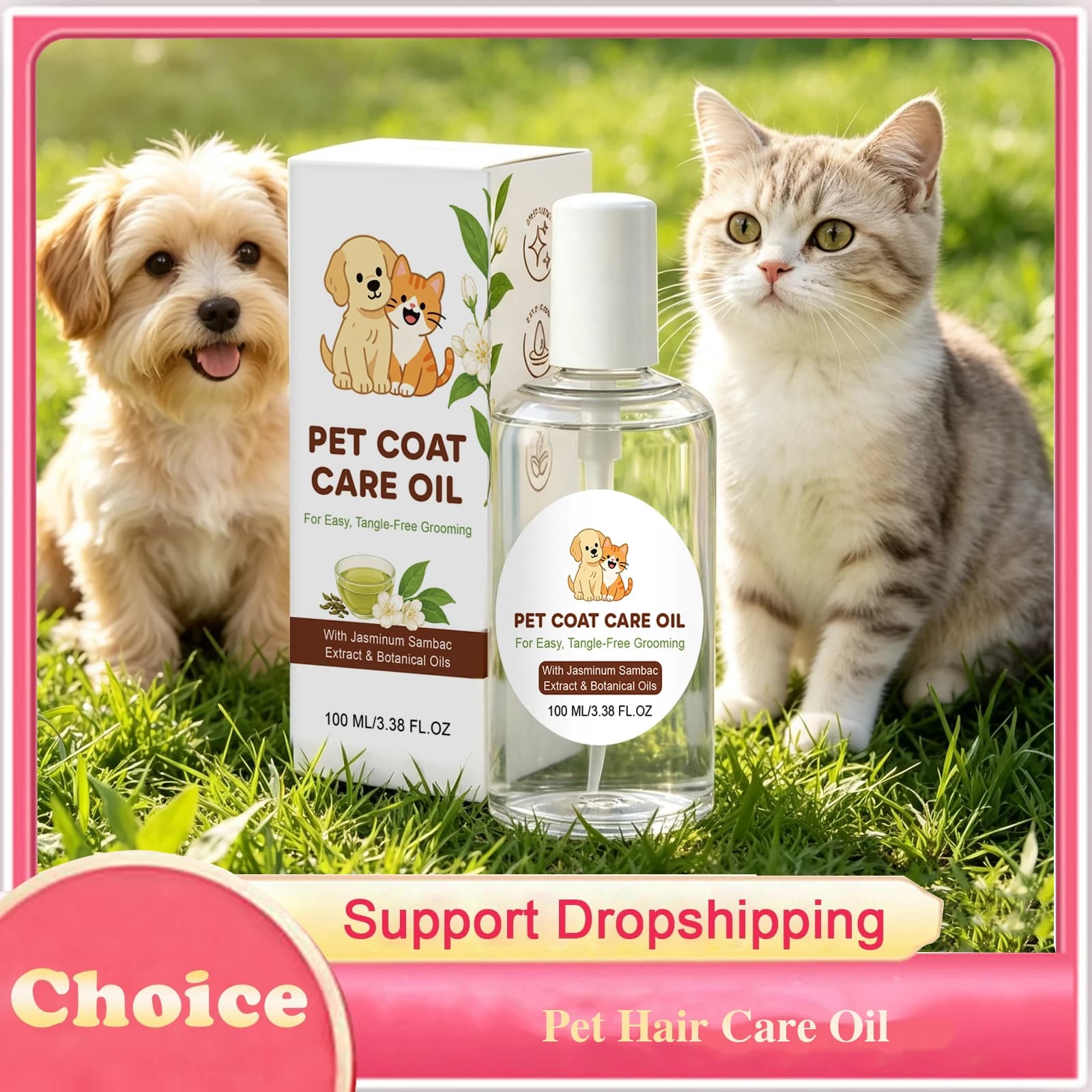 Pet Hair Care Oil Smooth Detangling Improve Coat Shine Reduces Shedding Deep Moisturize Hydrating Fur Softening Pet Coat Care