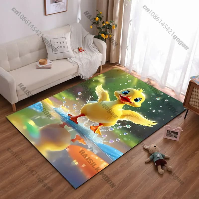 Tappeto con anatre allegre che spruzzano acqua, tappeto da yoga, decorazione per soggiorno, tappeto per bambini, tappetino per gattonare, tappeto per zerbino, tappeto per giochi