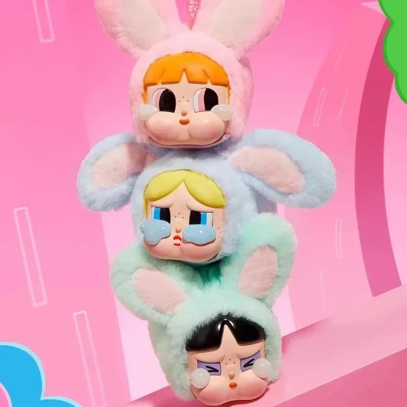 POP MART CRYBABY x Powerpuff Girls Series - Vinile Faccia Peluche Scatola misteriosa Scatola cieca Guess Bag Giocattoli Bambola Cute Anime Figure Desktop