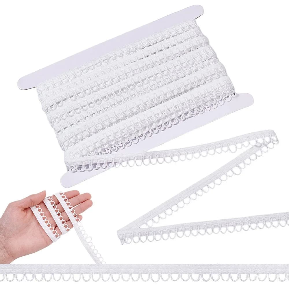 15M Polyamide Yarns Lace Elastic Webbing White 1/2 inch(12mm) 16.40 Yards(15m)/Set