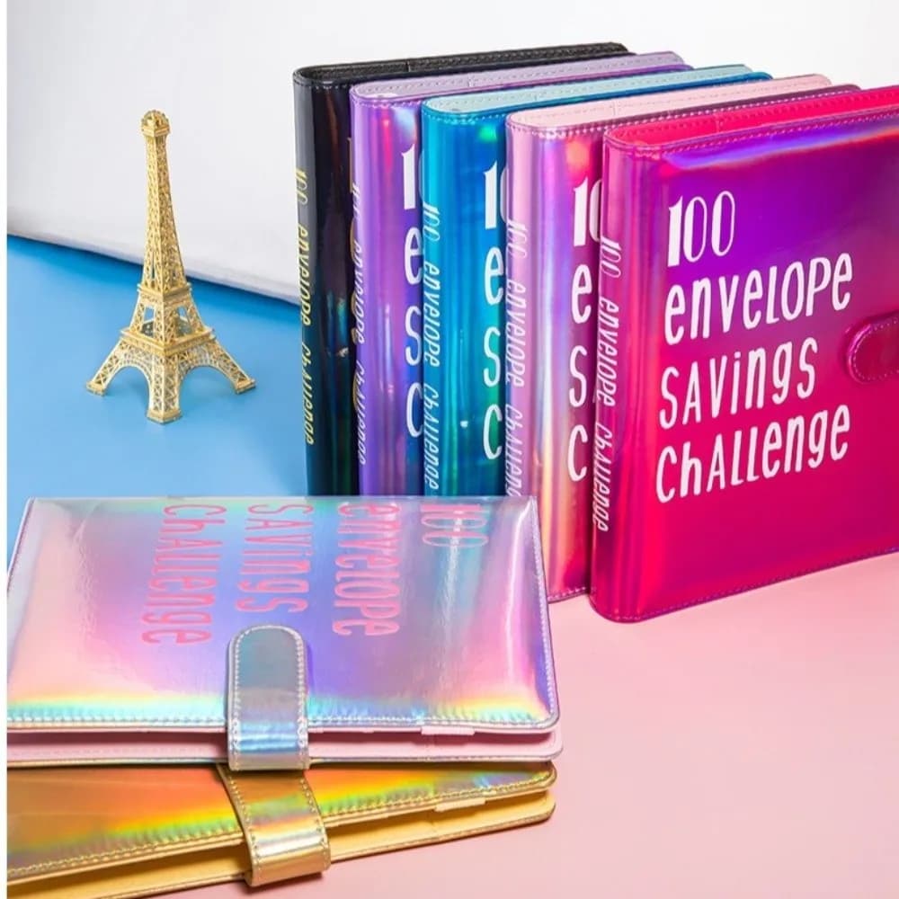Raccoglitore per Risparmi in Pelle PU, Colori Brillanti, Durevole, Sfida delle 100 Buste, Quaderno a Fogli Mobili, Pianificatore di Budget