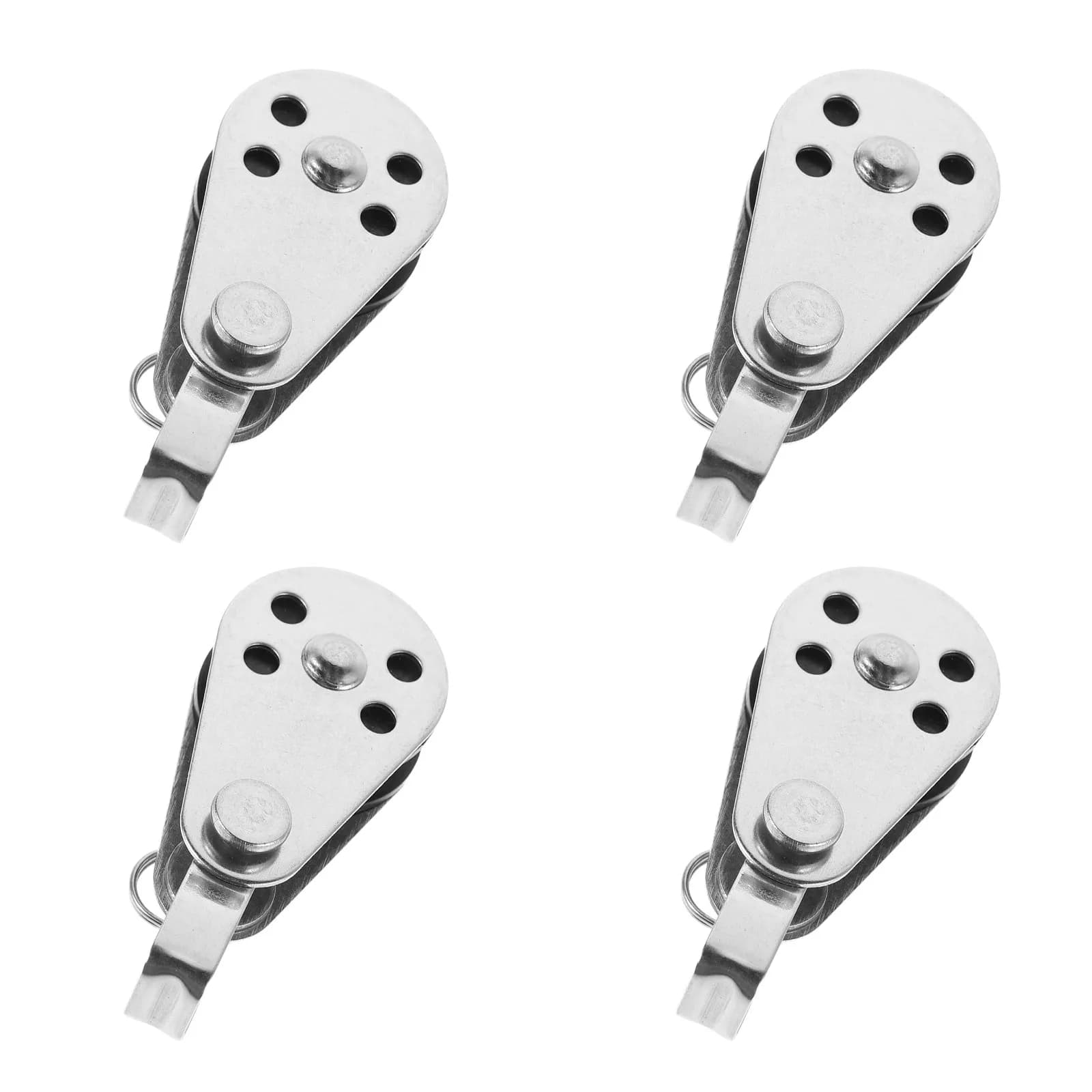 4Pcs Stainless Steel Marine Pulley Blocks with Nylon Sheaves for Sailboats Yachts Kayaks Rope Running Smooth Heavy Duty Boat
