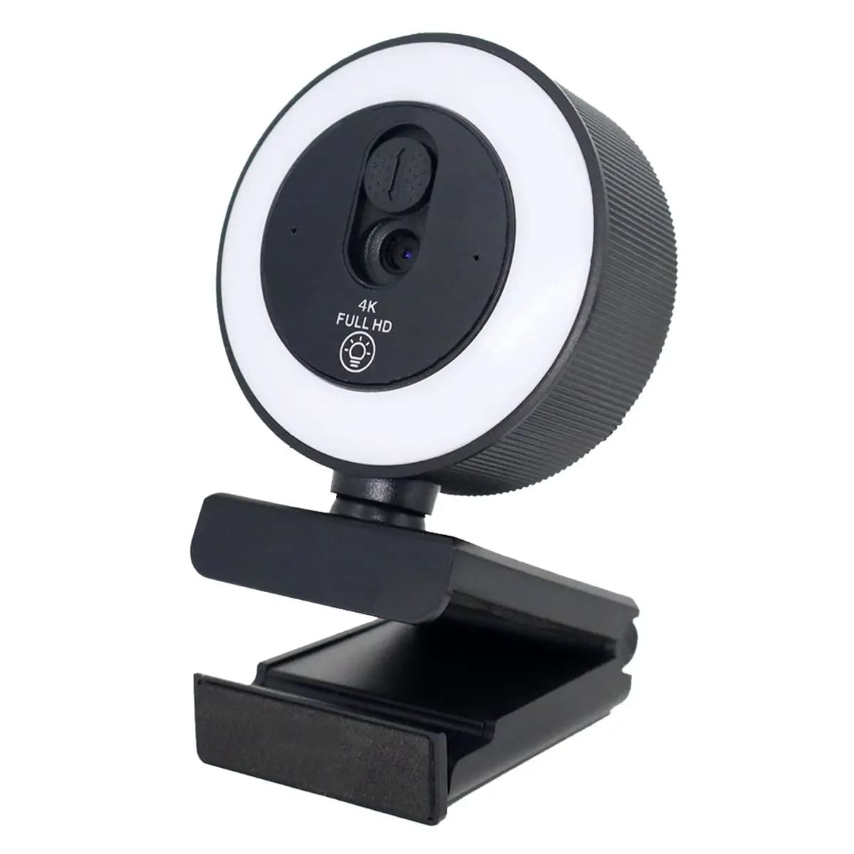 4K Webcam with Filling Light USB Camera with Automatic Focus with Microphone Swivel Webcam for Videoconference Streaming
