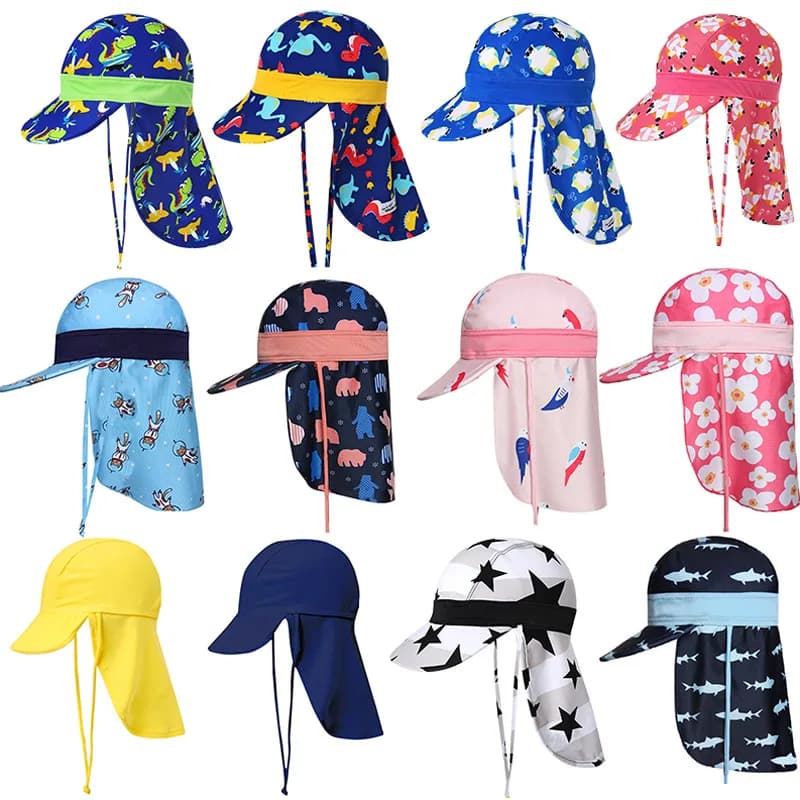 Summer hat for children wide with beach potato, ear covers, neck protection, sun hat, for children, boy, girl, anti UV