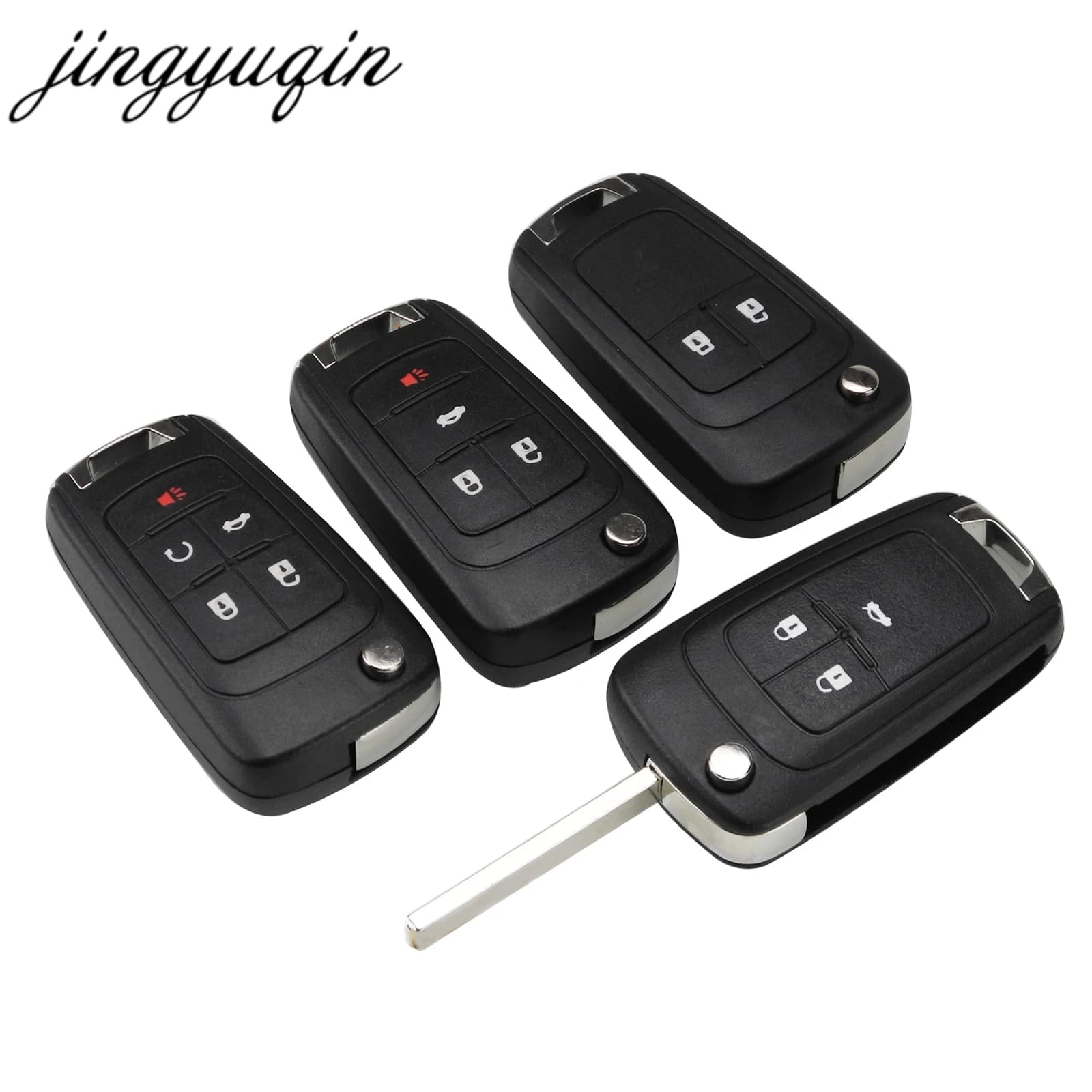 Jingyuqin 2/3/4/5 Bottoni Pieghevole Chiave Borsette In Bianco Per Chevrolet Lova Sail Aveo Cruze Sostituzione A Distanza di Vibrazione copertura Fob Cassa chiave