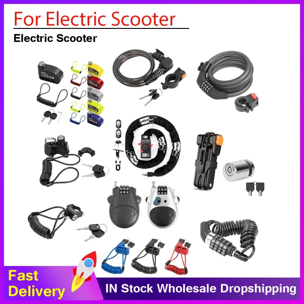 Universal Password Lock Anti Theft Lock Alarm Disc Lock for Xiaomi Mi4 Mi5 Electric Scooter for Ninebot MAX G30 ES2 ES3 ES4 Part
