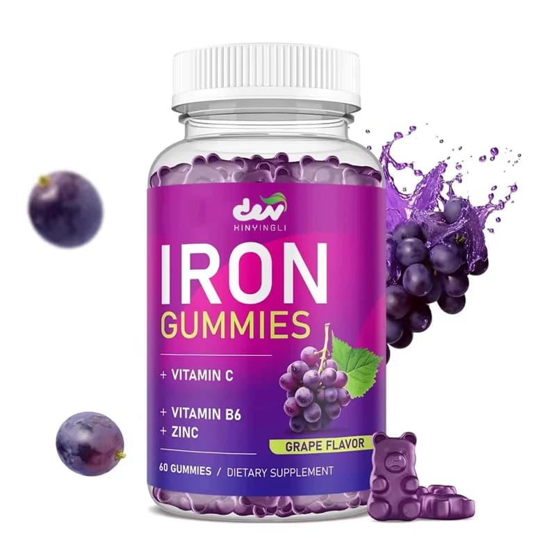 Gommose con Vitamina C, B12, B6, Zinco - Integratore di Ferro per Energia e Sostegno del Sangue - Supporto per Anemia e Carenza di Ferro