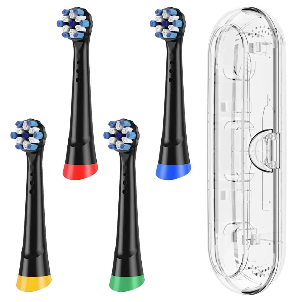 4 Replacement heads and Protective Case Travel transparent for toothbrush Compatible with Oral B iO electric toothbrush
