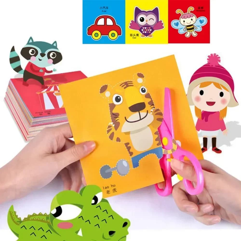 48 pezzi per bambini fatti a mano in carta tagliata libro giocattoli artigianali fai da te artigianato per bambini cartoni animati scrapbooking giocattoli di carta per bambini giocattoli di apprendimento regali