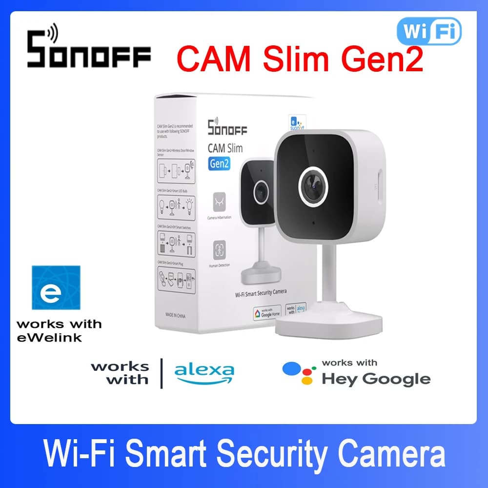 SONOFF CAM Slim Gen2 WiFi Smart Home Security Camera 1080P HD Two-way Audio Motion Detection Support APP eWeLink Alexa Google