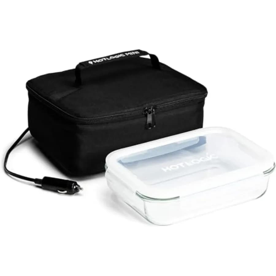 Mini Scaldavivande Elettrico Portatile con Contenitore in Vetro - Scaldavivande e Contenitore Termico per Adulti Auto/Casa - Cucina