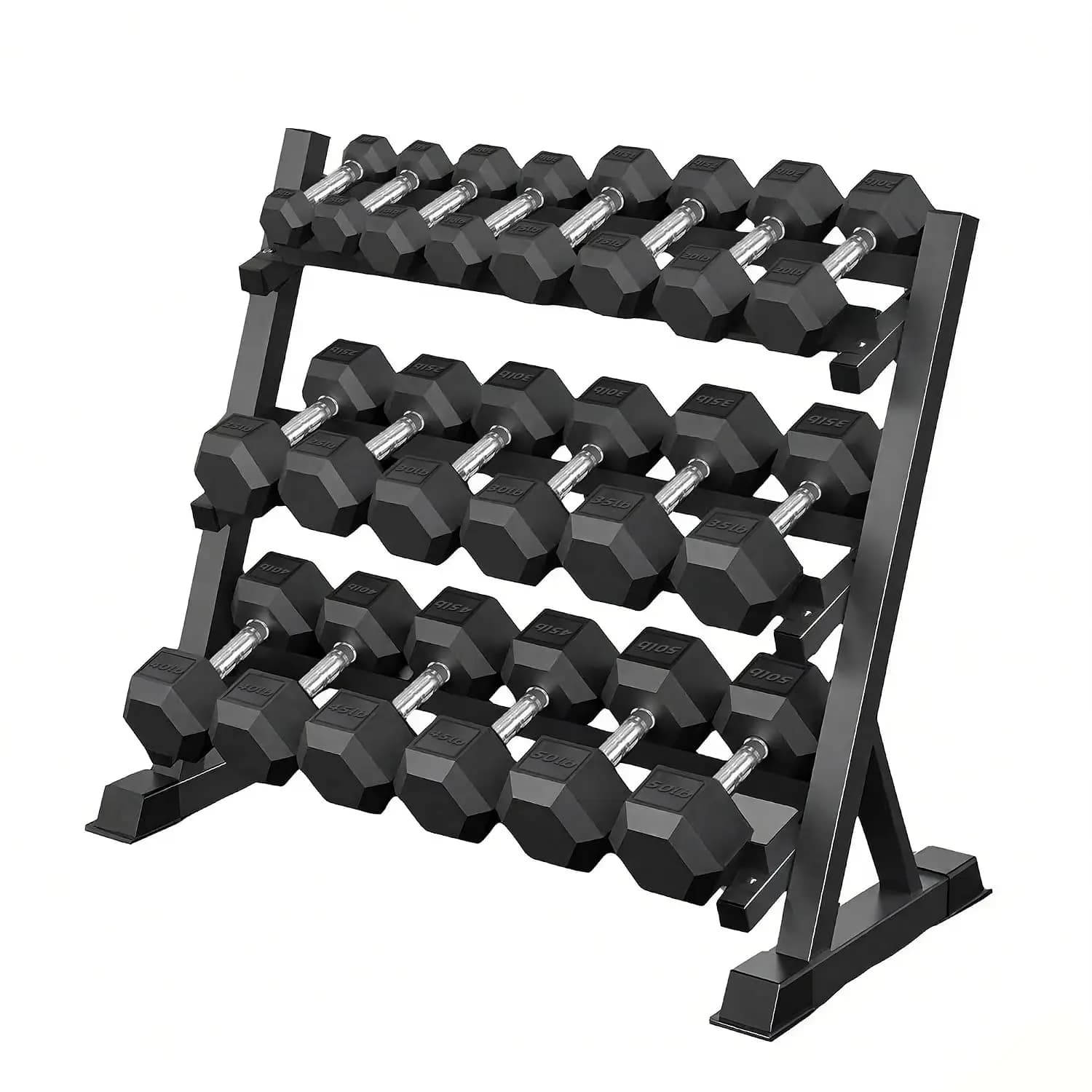 350/450/550 Lbs Hex Dumbbell Set with 3-Tier Rack, Customized