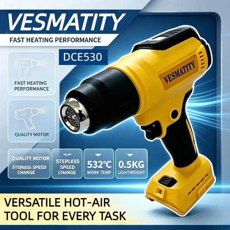 Tool Vesmatity DCE530N 20V Cordless Heat Gun High Power Welding Thermal Blower Heat Shrink Tool Hot Air Portable for 20V Battery