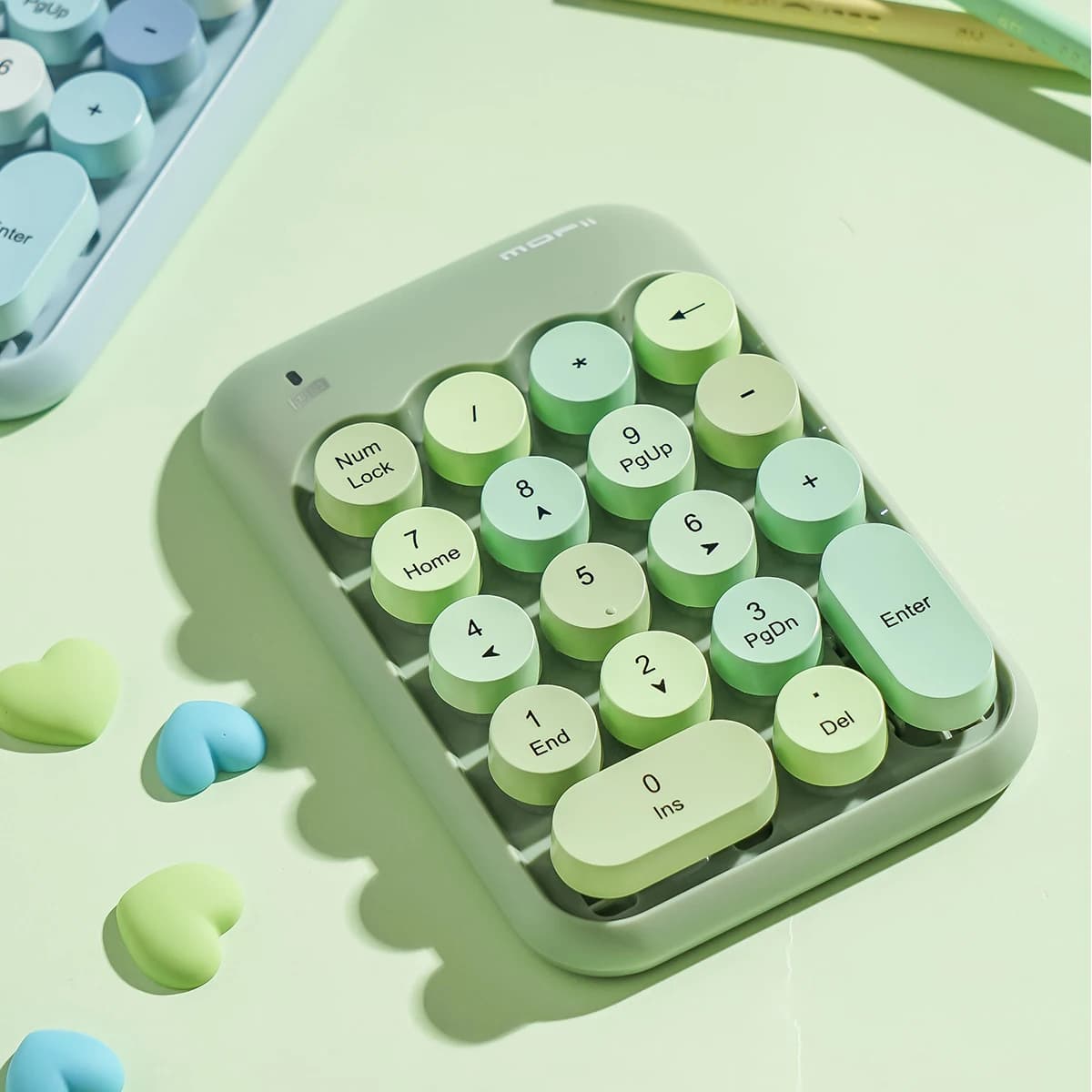 MOFii X910 Wireless Numeric Keypad, Macaron Retro Round Keycaps, Mini External Number Keypad for Finance Accounting Office Work