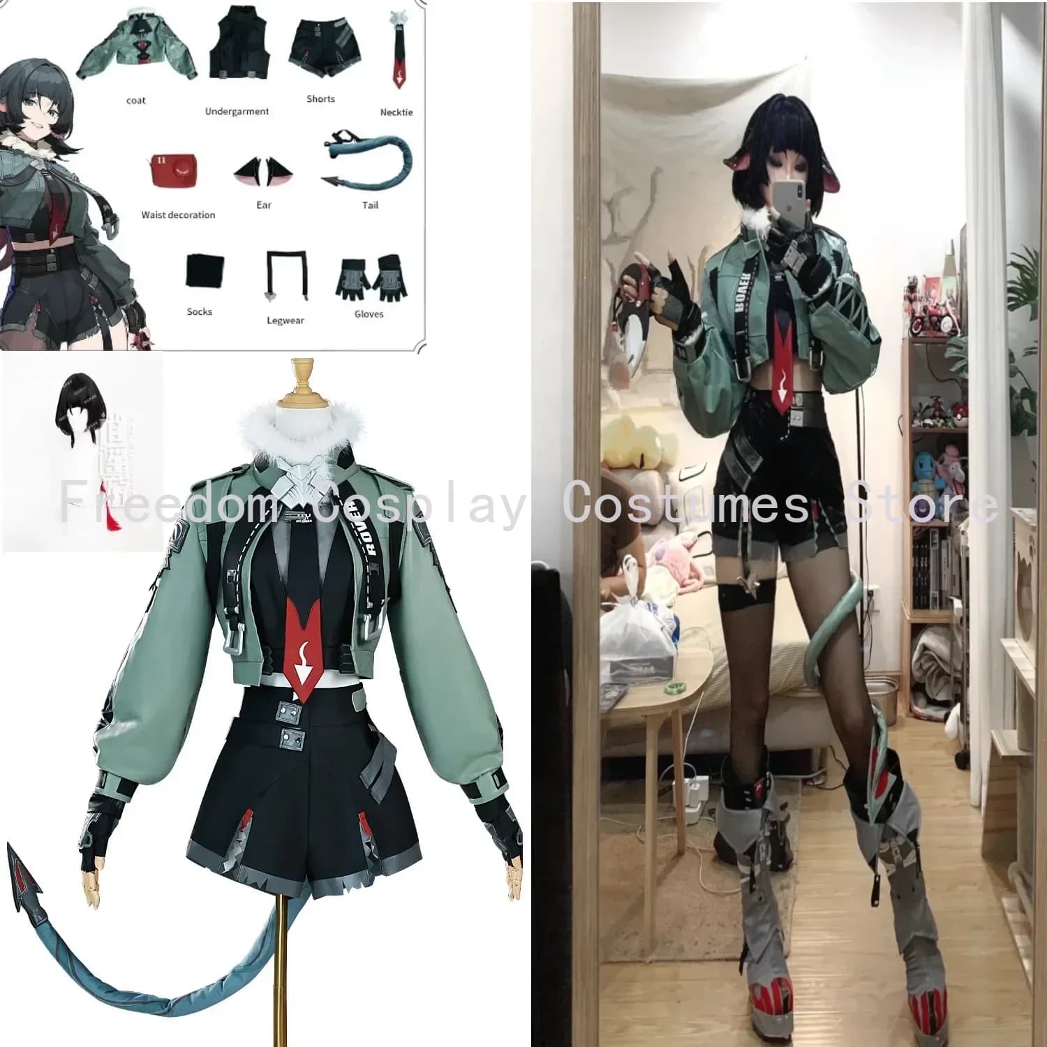 Zenless Zone Zero Jane Doe Costume Cosplay Cos Parrucca Set con Coda Anime Gioco Uniforme da Festa Hallowen Gioca a Ruolo Abbigliamento Abbigliamento