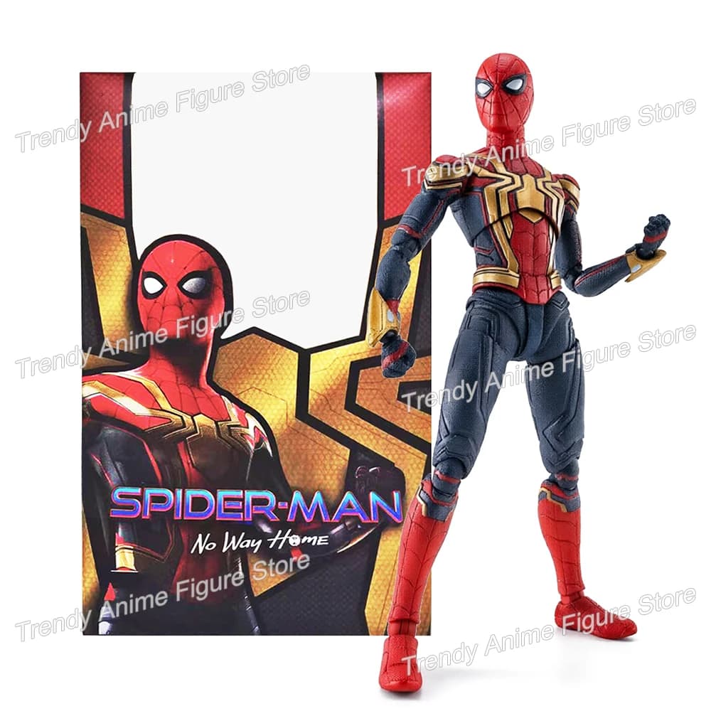 Action Figure Spider-Man: No Way Home Marvel SHF, Statuetta di Spiderman con Tuta Integrata, Modellino di Peter Parker, Giocattoli da Collezione