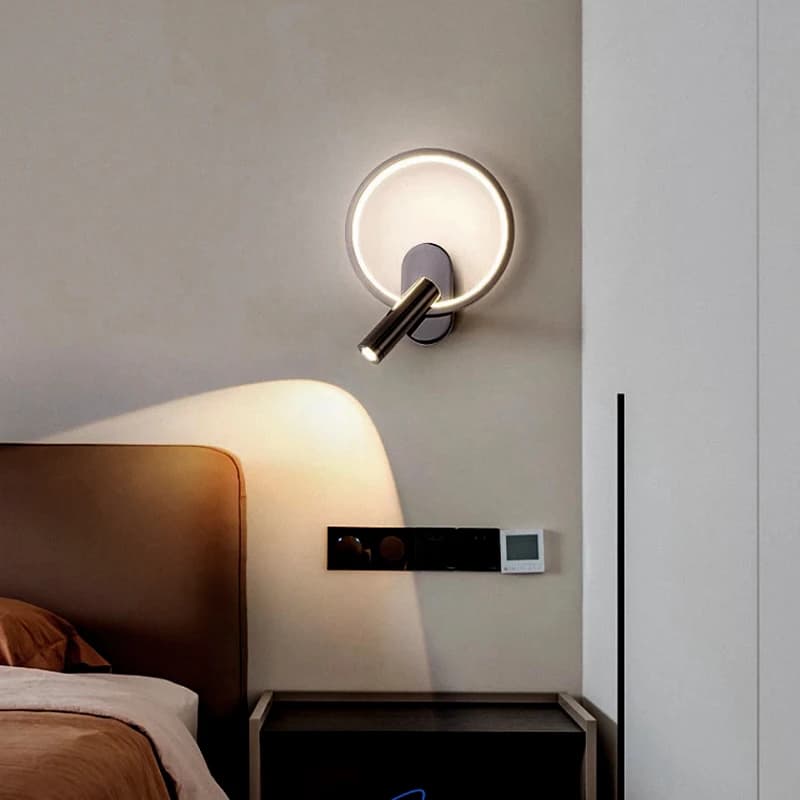 Lampada da parete a LED Lampada da lettura per camera da letto Testiera dell'hotel Lampada da libro notturna Rotazione da comodino con torcia a LED per interni 90-260V