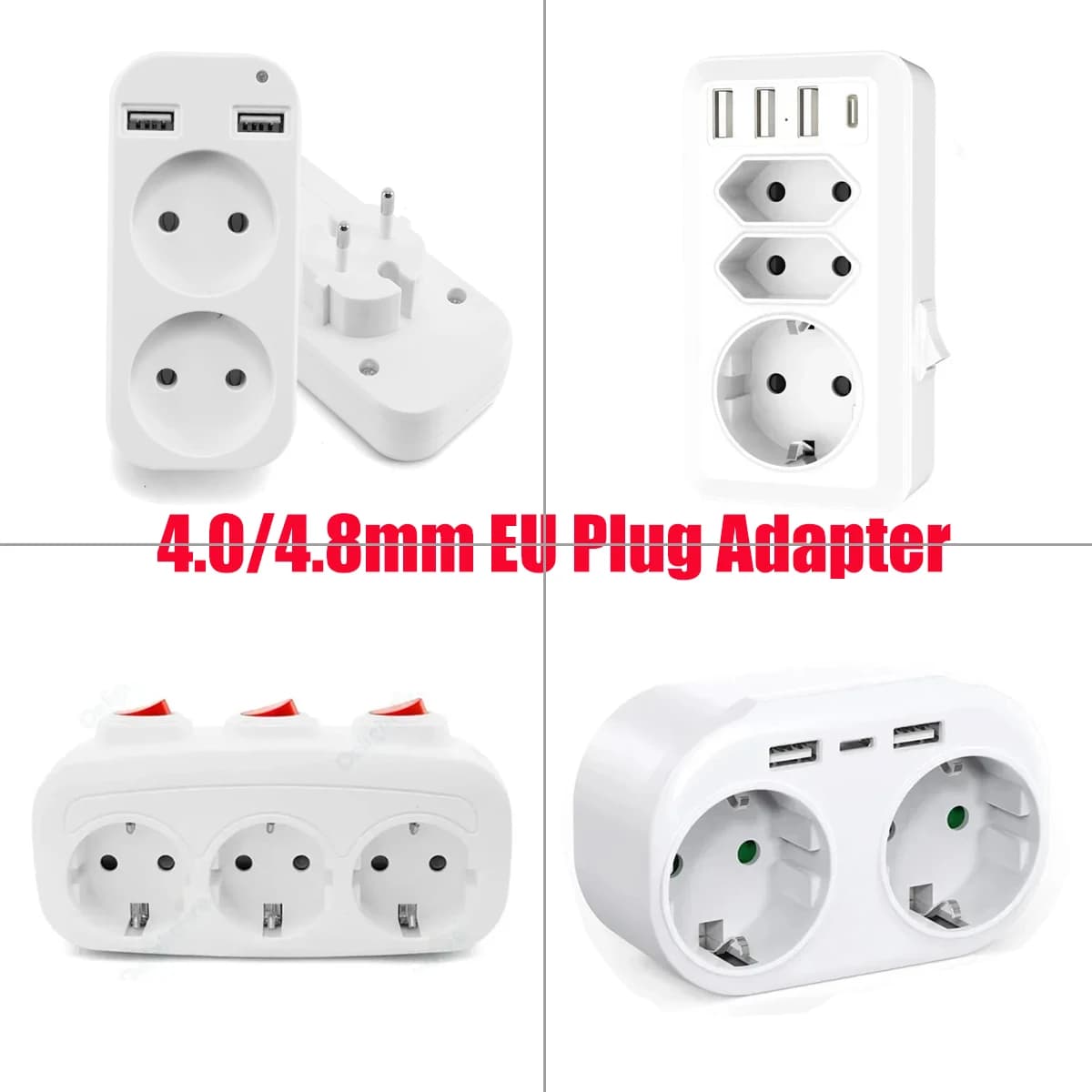 European plug adapter from 1 to 2 standard 3-way extension socket with 2 USB port multi wall socket Euro AC conversion adapter