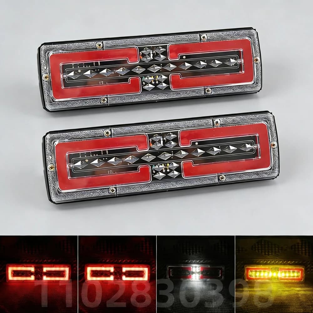 2 pezzi fanale posteriore per rimorchio 12V 24V luci posteriori per carico fari posteriori per camion fanale posteriore per trattore indicatore di direzione dinamico lampada per retromarcia freno