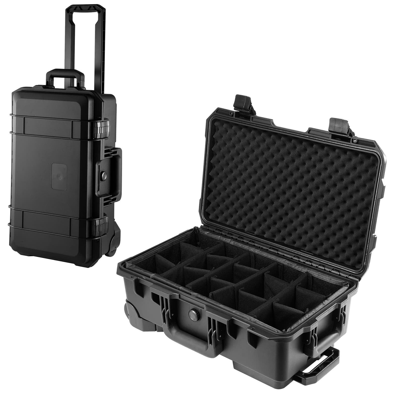 Hard Rolling Camera Case Waterproof Shockproof Hard Shell Equipment Trolley with Retractable Handle Rolling Wheels Customizable Foam for DSLR Drone Tripod Light Lenses Photography Travel Carry On