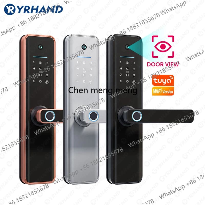 Tuya Wi-Fi ​ Serratura intelligente con spioncino impermeabile, biometrica, digitale, con impronta digitale, Tuya Smart Door Lock
