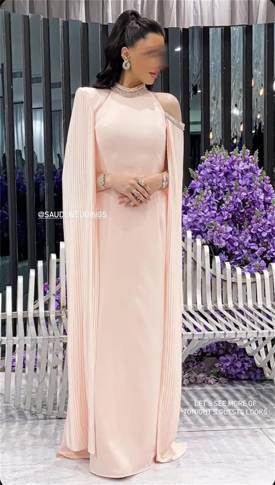 Abiti da ballo personalizzati con collo alto Abiti da festa a maniche lunghe Lunghezza pavimento Abito da sera formale per occasioni formali dell'Arabia Saudita