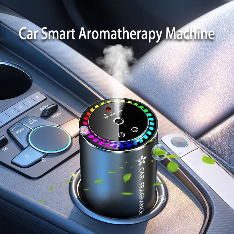 Profumatore per Auto con Spray Automatico, Rimozione Odori, in Lega di Alluminio, Luce Atmosferica Colorata a Cielo Stellato