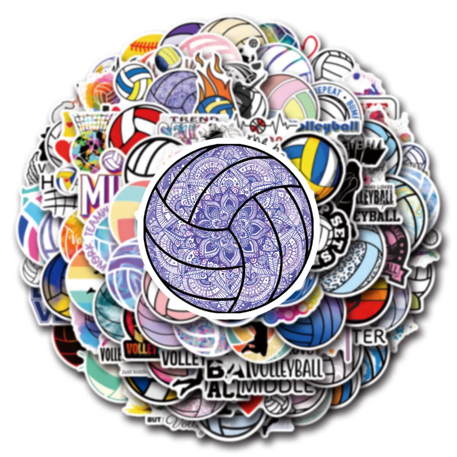 10/30/55/110PCS Fume Volleyball Wall decal Ball Sports scratches Wall decal Computer Bag Telephone Portable Guitar Car Bike Decalcomanie children's toys