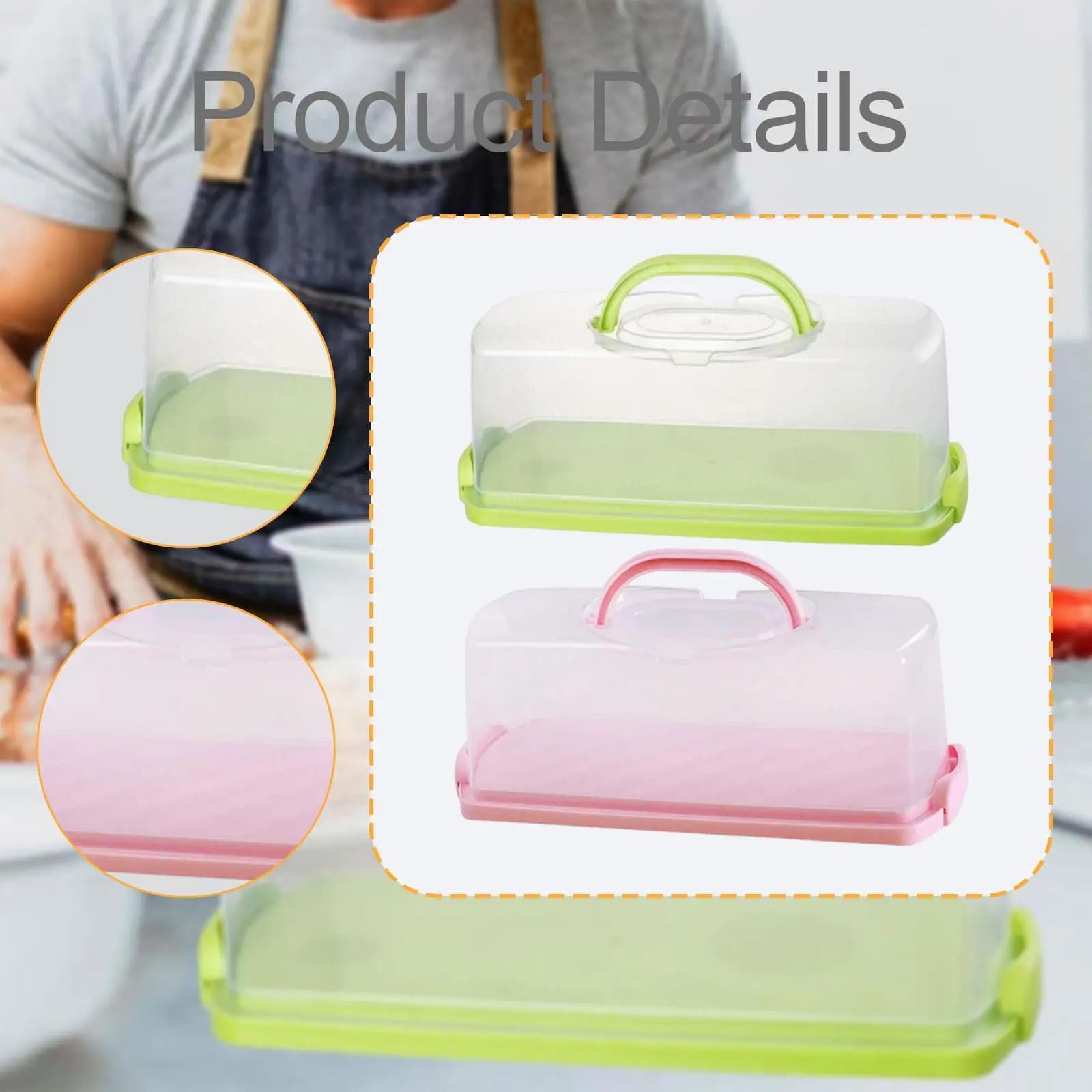 2x Contenitori Rettangolari per Pane, Porta Alimenti per Baby Shower, Esposizione e Campeggio