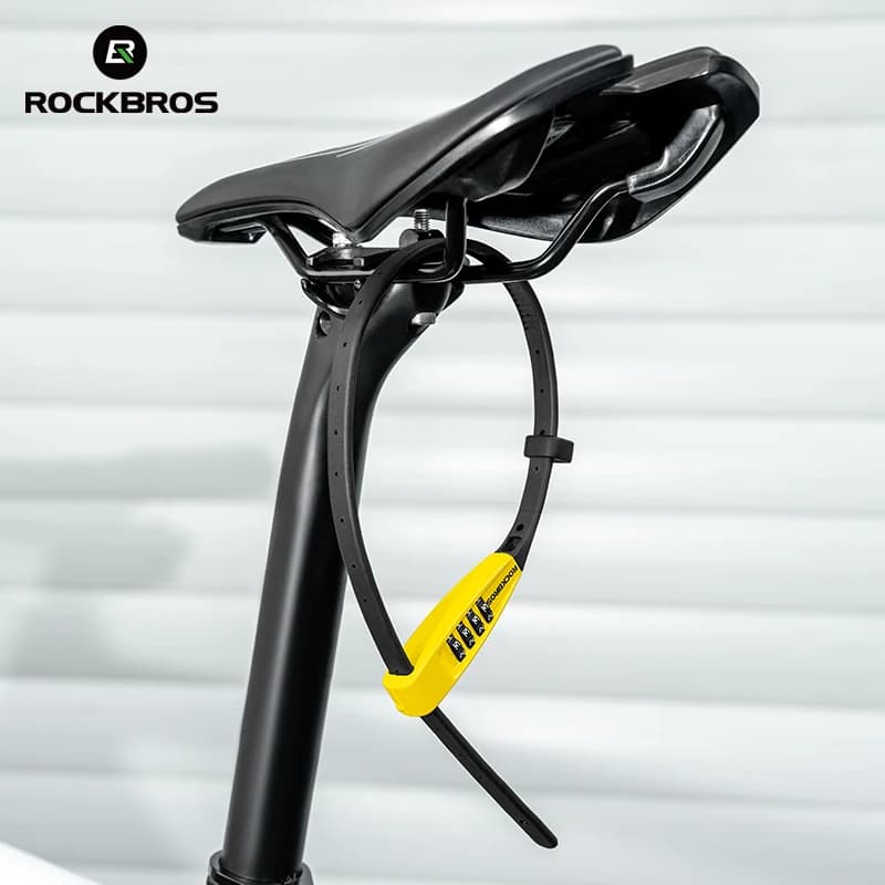 ROCKBROS High Strength Steel Bicycle Lock Cable With 4 Digit Combination Lock Anti-theft Lock for Bike Accessory helmet
