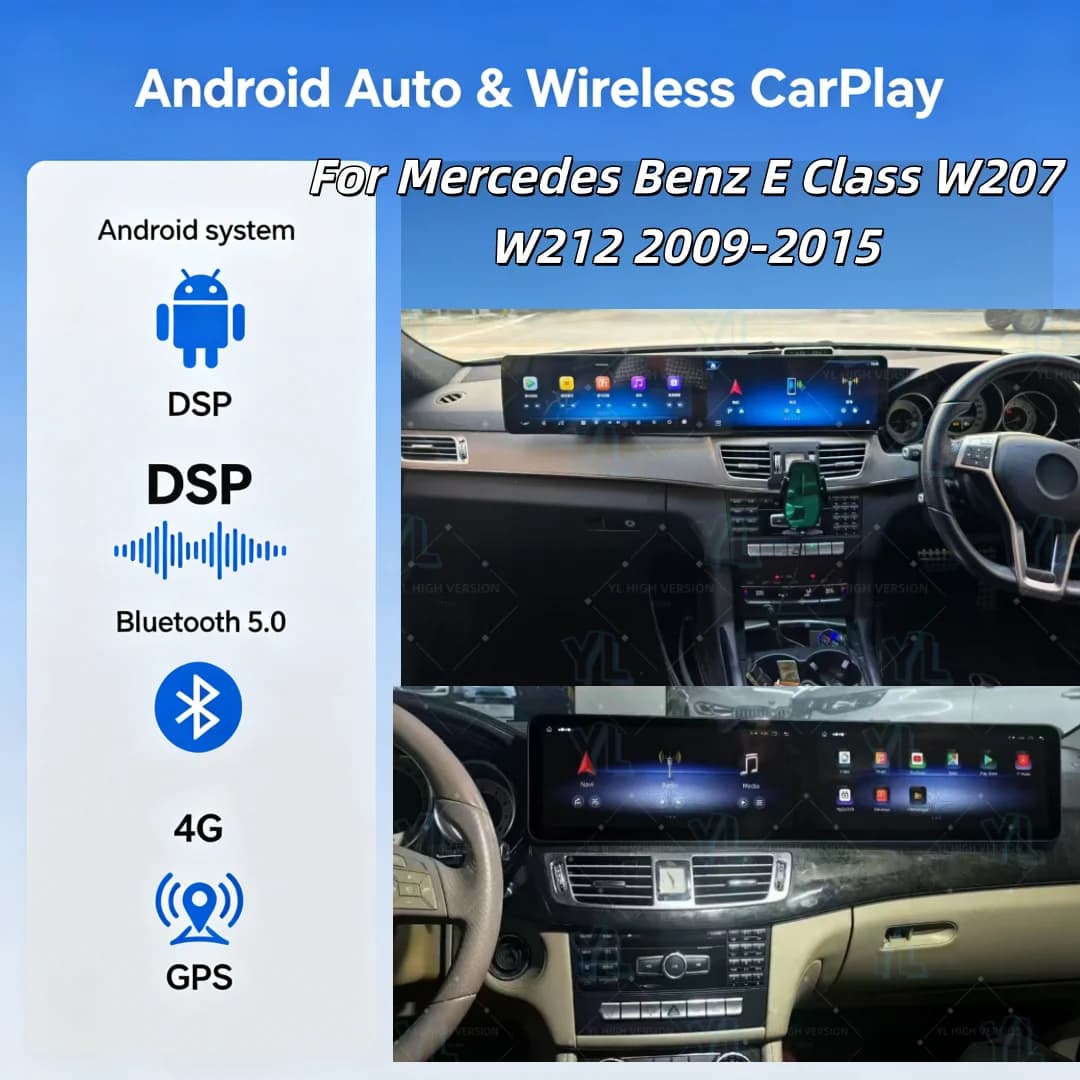 Dual Touch Screen For Benz E Class W212 2009-2015 GPS Navigation Car Radio Carplay Multimedia Video Player Auto Radio Unit BT5.0