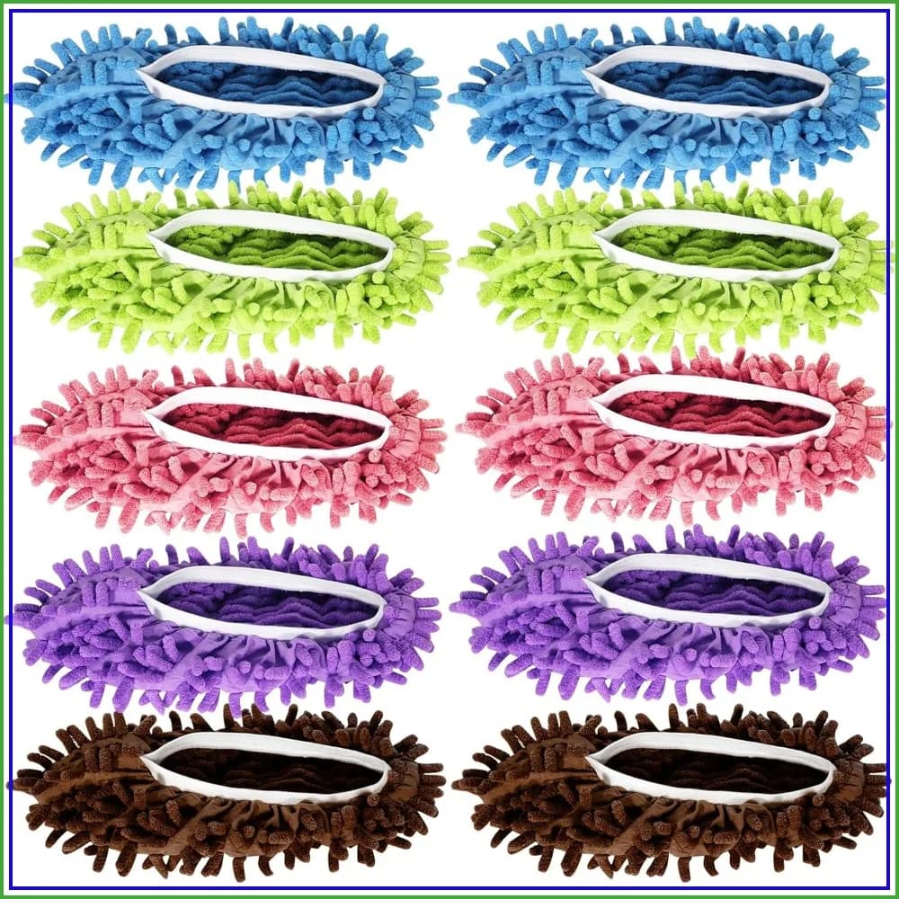 5 Pairs Reusable Microfiber Cleaning Slippers for Floor Dust Mop - Washable Shoe Covers for Hardwood Tile