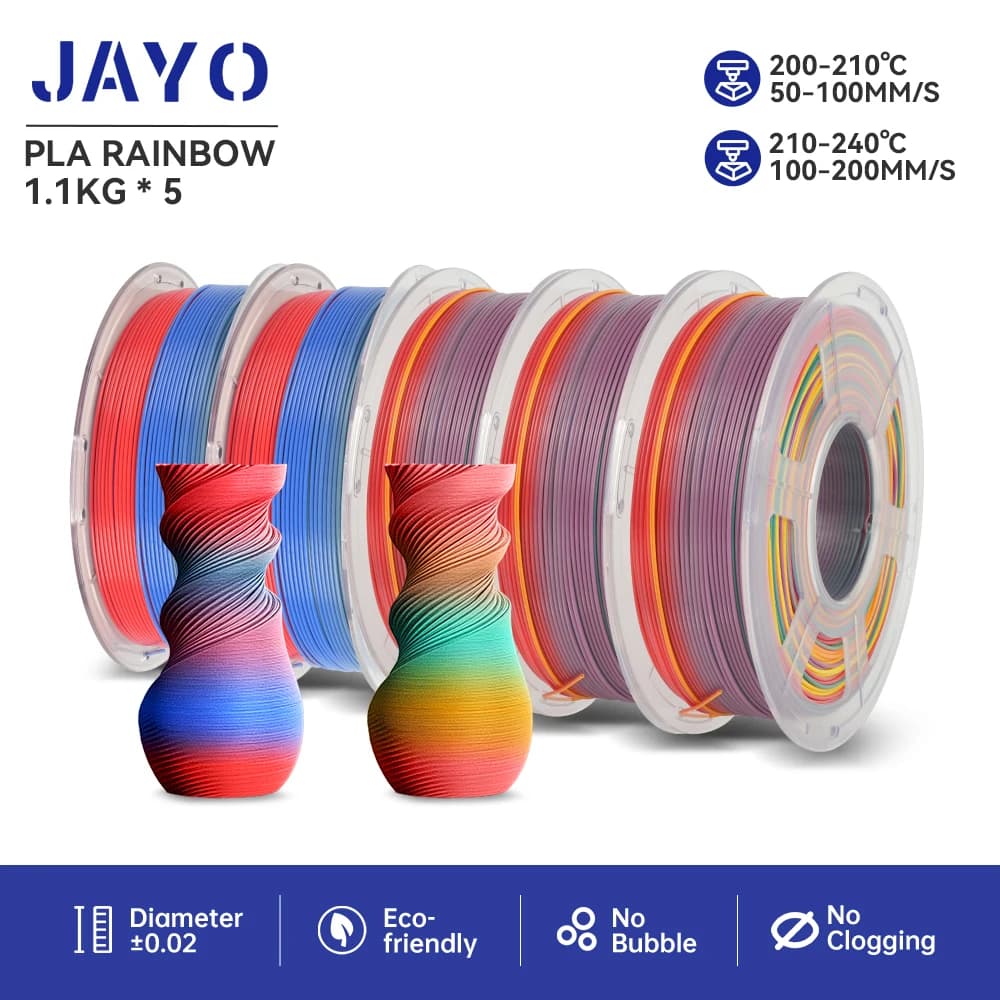 JAYO PLA Rainbow/SETA Rainbow 3D Filament 5.5 kg PLA + 1,75 mm Ferita ordered Good colored toughness for 3D FDM printing materials
