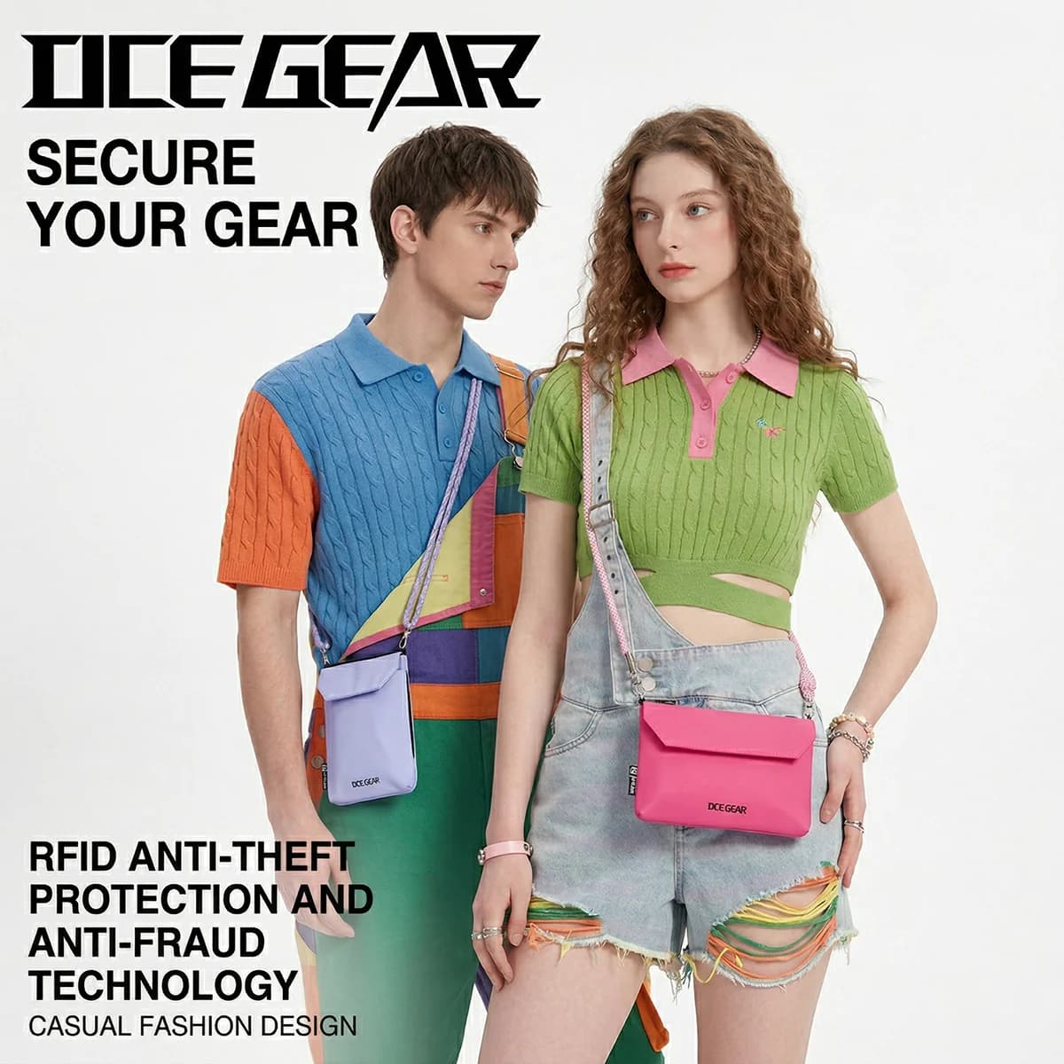 Borsa a Tracolla Impermeabile in Nylon, Leggera, Piccola, con Protezione RFID, per Viaggi, con Tracolla Regolabile e Tasche Multiple