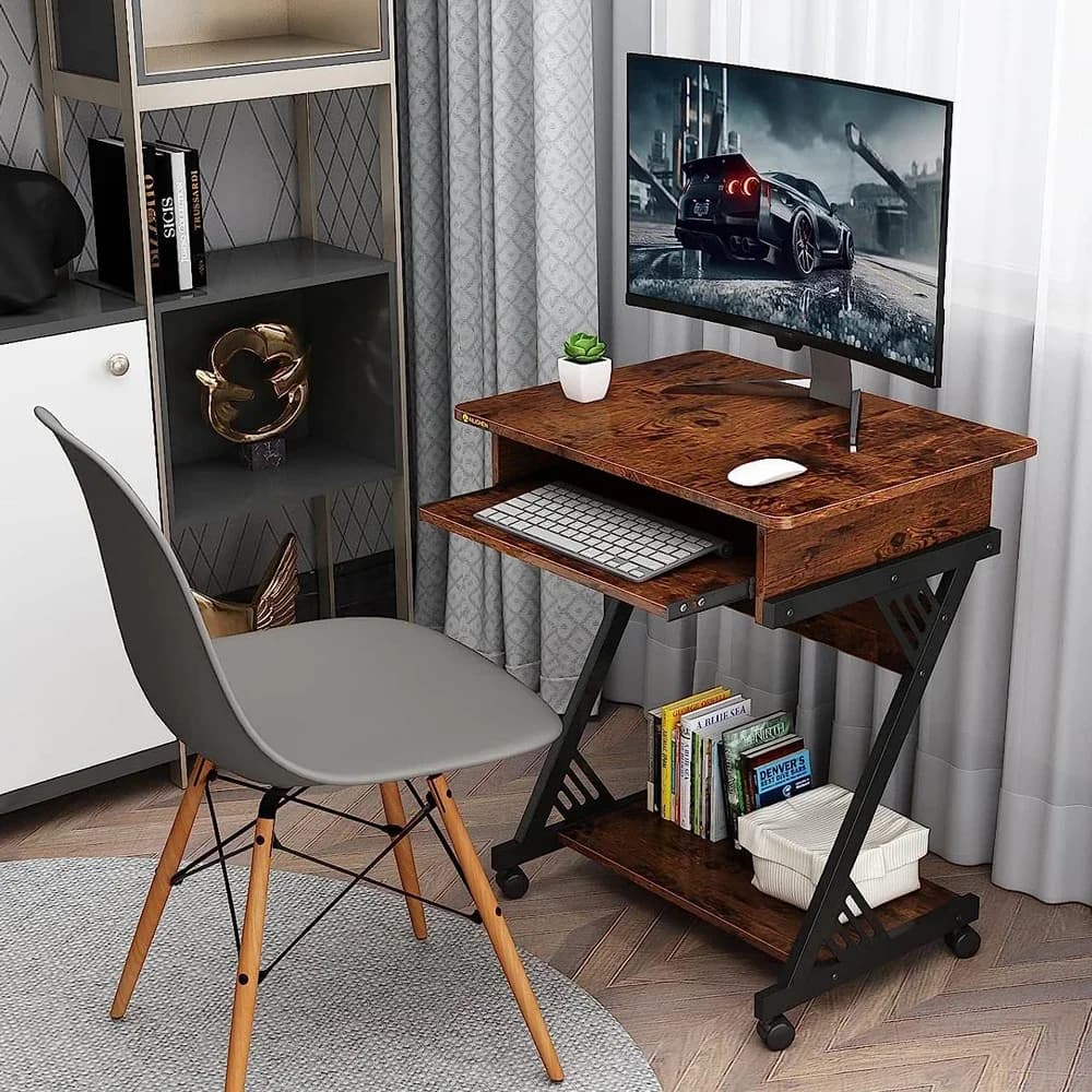 A per scrivania per computer portatile in legno per PC portatile in fabbrica economica con supporto per ruota con struttura in metallo per mobili da ufficio per soggiorno domestico