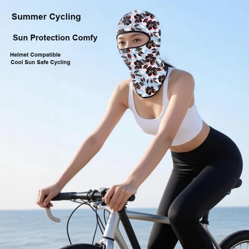 Floral Cycling Face Mask, Windproof Sun Protection Breathable Summer Neck Gaiter, Motorcycle Helmet Liner for Outdoor Sports