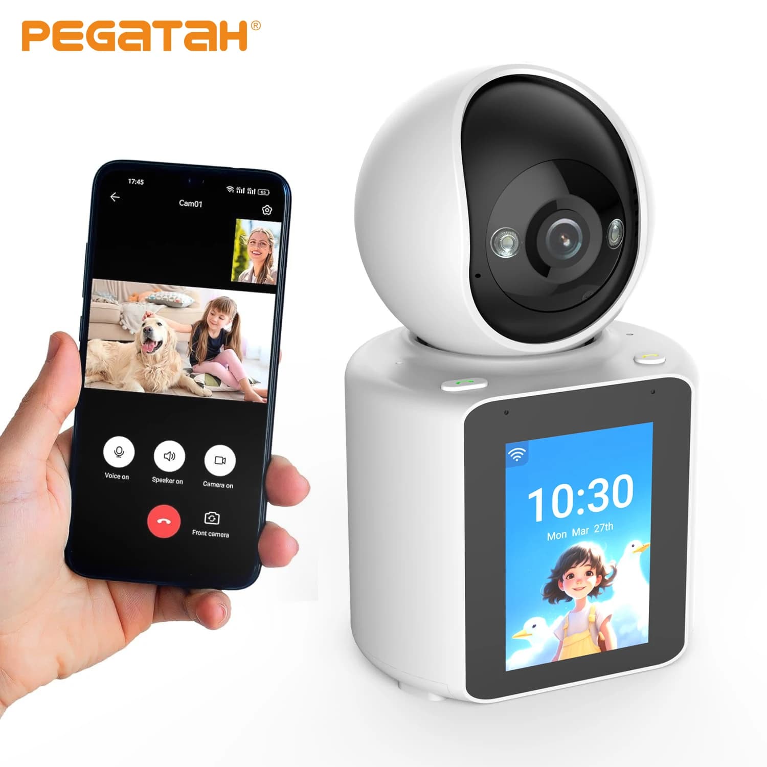 Videocamera per Bambini e Animali Domestici con Schermo da 2,8 Pollici, Chiamata Video Bidirezionale 1080P, Telecamera di Sicurezza Domestica con App IM CAM