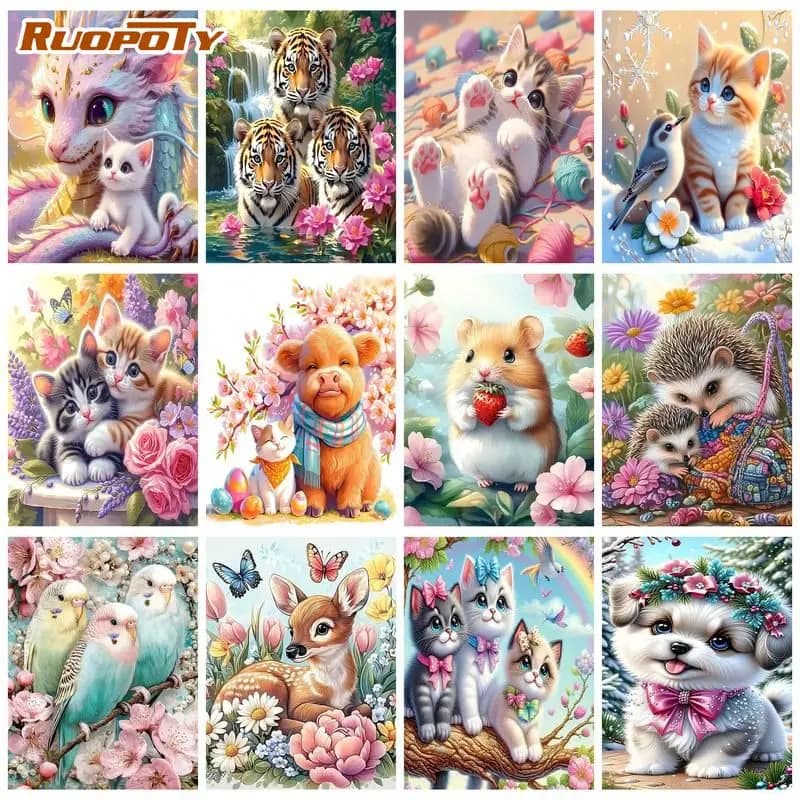 RUOPOTY Hamster Paint By Numbers Unique Gift Canvas Painting Animal 40x50cm Hand Painting Digital Oil Number Painting Kits