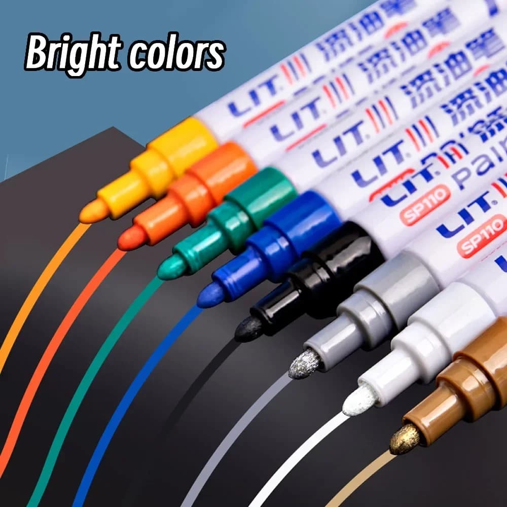 3mm 10p Colorful 8 Color Pennarello Permanent White Pennarelli Waterproof Pneumatic Batteries Rubber Fabric Metal Paint Pennarelli