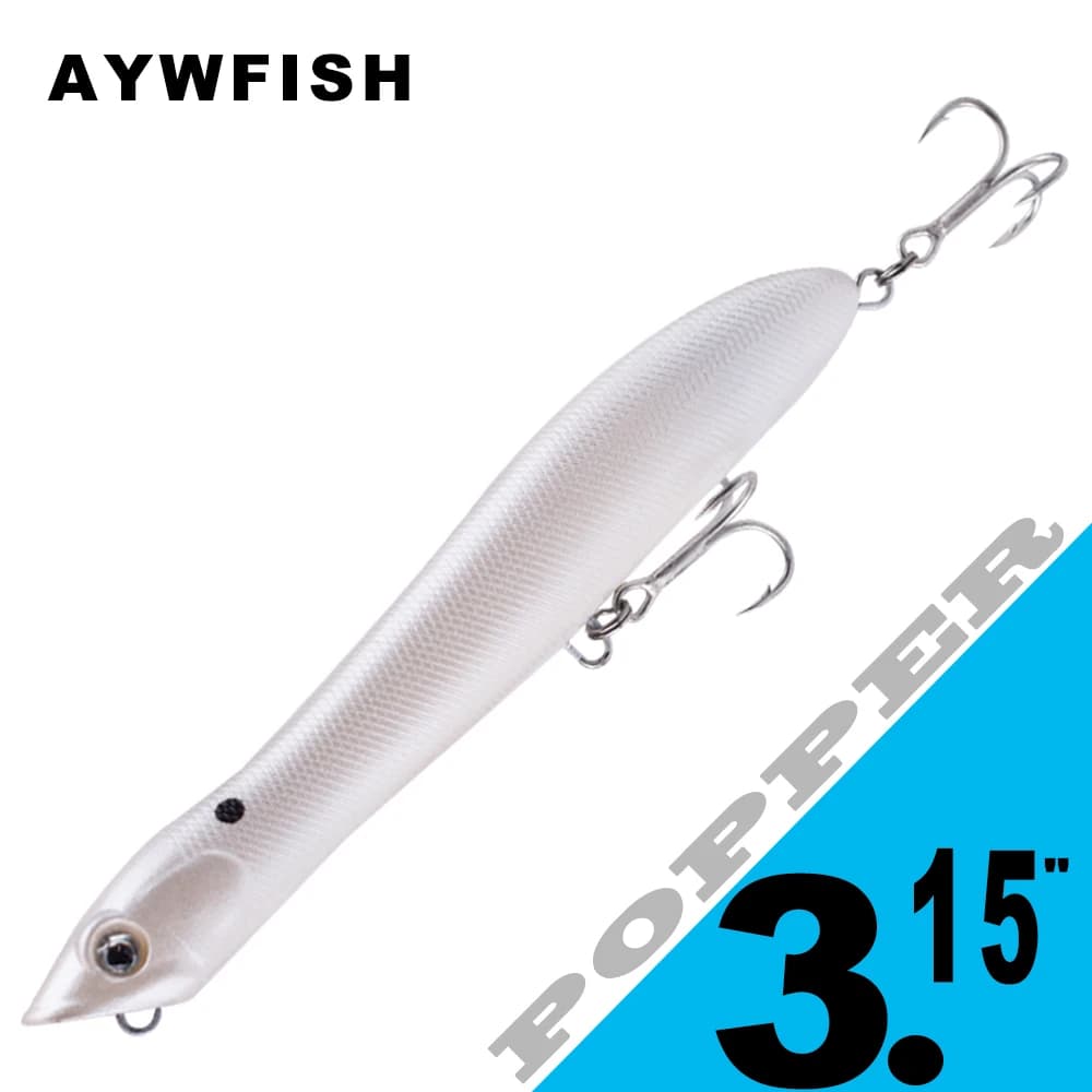 AYWFISH 8CM 6.2G Baby Popper Esche da pesca Topwater Bait Wobbler Snakehead Matita artificiale Richiamo Mini Bass Attrezzatura da pesca