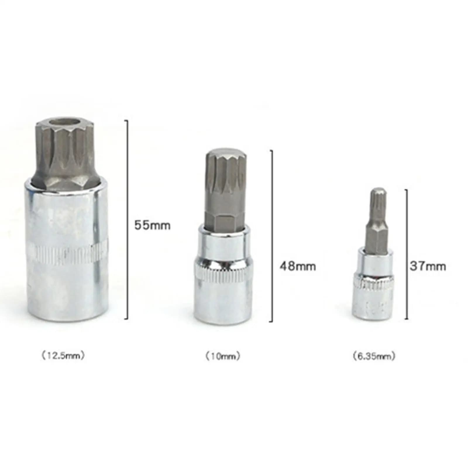 10x Triple Square Spline Bit Socket Drive Sockets with Storage Box for Screws Vehicles Untightening Tightening Automotive