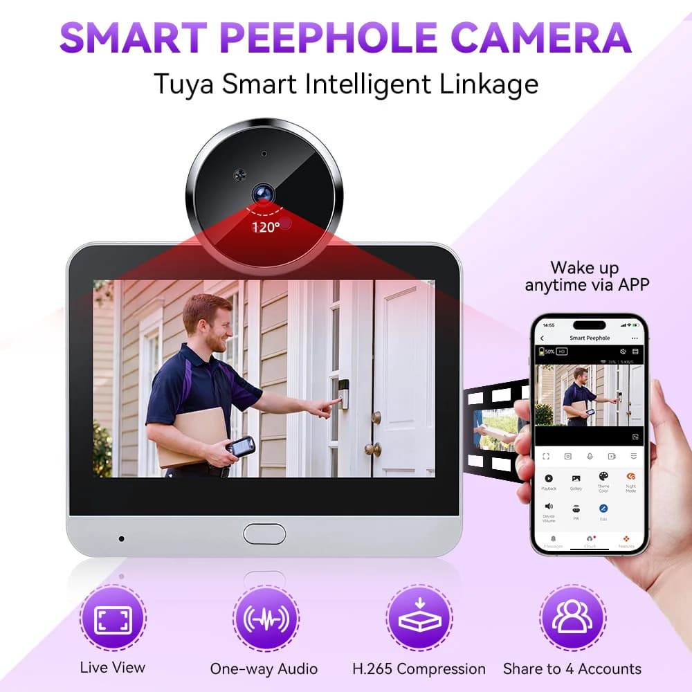 Campanello Video Wireless Intelligente con Telecamera Spioncino Radar 1080P HD, Visione Notturna a Infrarossi e Rilevamento di Movimento per la Sicurezza Domestica