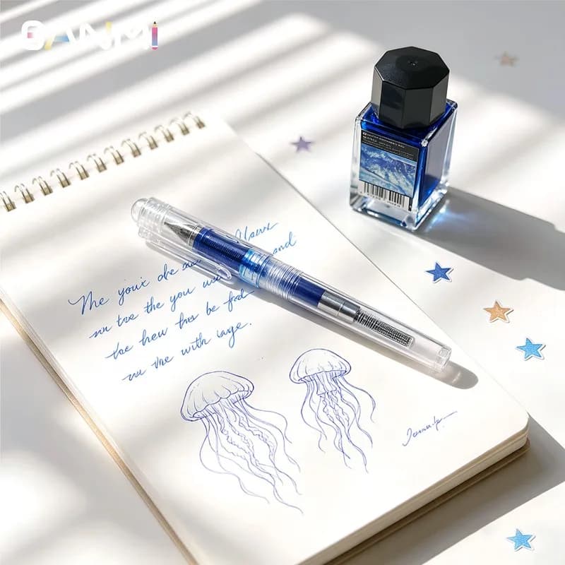 BANMI Transparent Fountain Pen Student Calligraphy Posture Correction Pen with Colorful Ink Office School Supplies Stationery