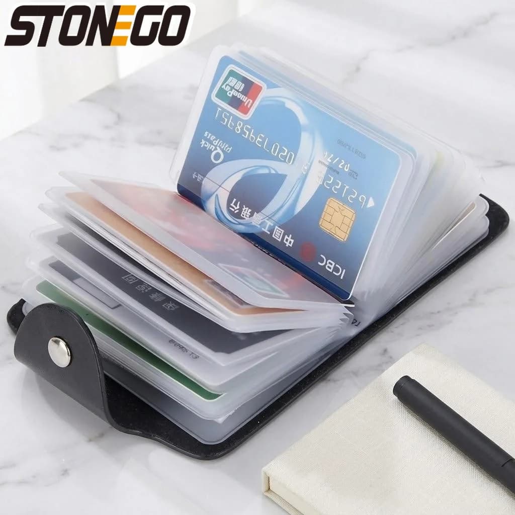 Portafoglio in Pelle con 24 Scomparti per Carte di Credito, per Uomo e Donna, con Blocco RFID, Design Semplice, Organizzatore Tascabile per Carte