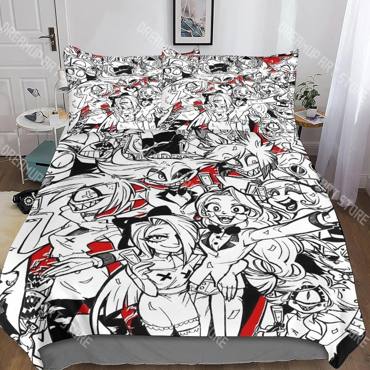 Fashion Game Hazbin Hotel Bedding Set Single Twin Full Queen King Size Bed Set Kids Bedroom Duvetcover Sets Bed Sheet Set