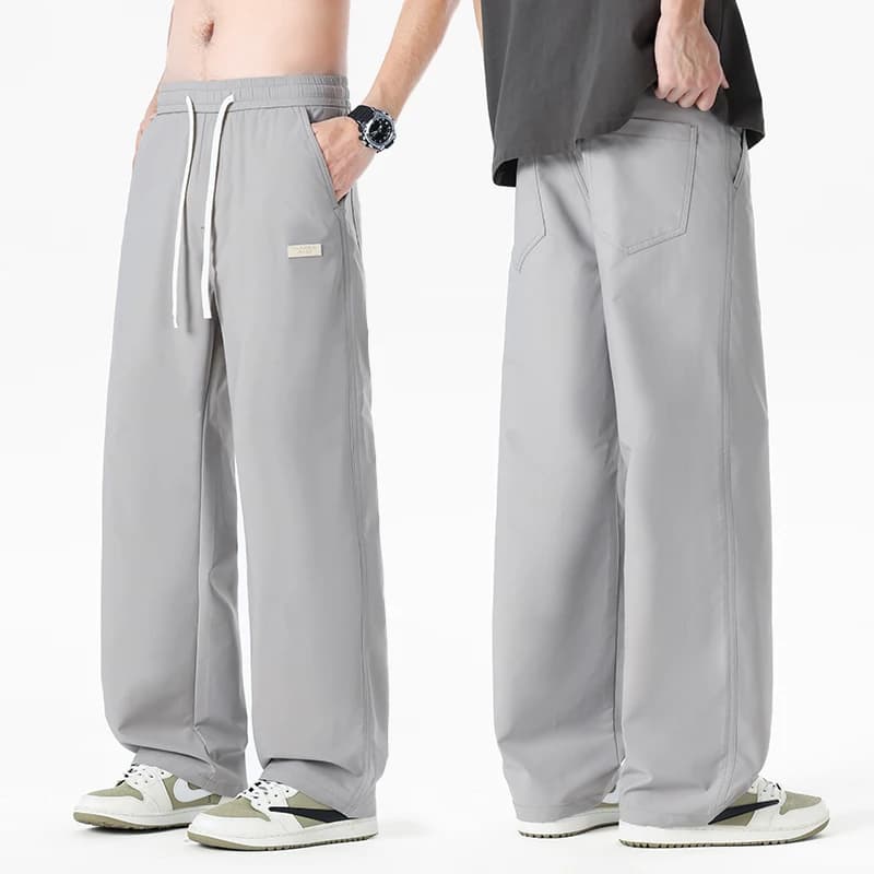 Abbigliamento di Marca, Nuovi Pantaloni Casual Estivi in Seta Ghiacciata per Uomo, Asciugatura Rapida, Vita Elastica, Gamba Dritta, Pantaloni Sottili da Uomo