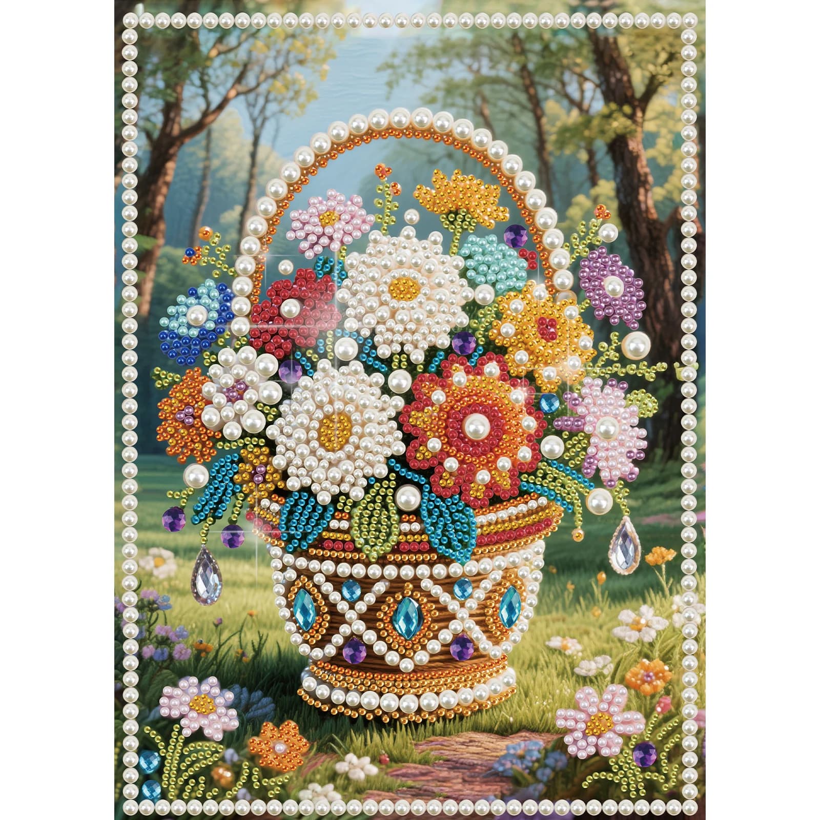 Pearl Diamond Painting Kits for Adult Beginner,flower basket Special Shape Diamond Art Pearl Kit for Wall Decor handmade Gift